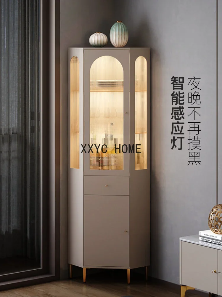 ضوء فاخر خزانة زاوية تخزين الرف مثلث جدار خزانة مشروبات غرفة المعيشة خزانة بسيطة