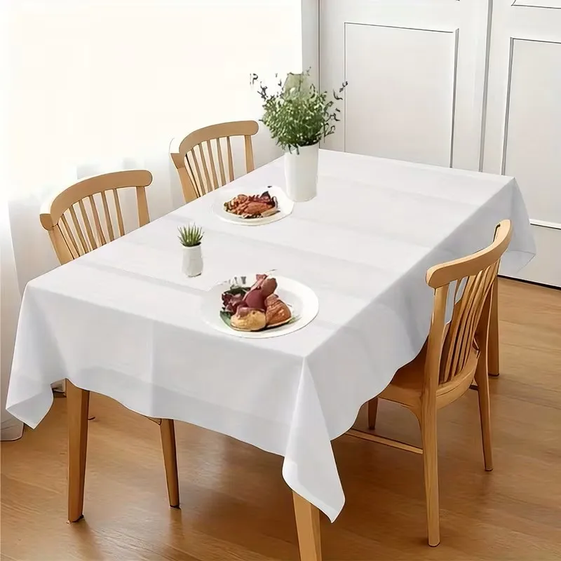 6-Piece Set -60 X 102 Inches White Tablecloth Suitable for Rectangular Tables, Reusable and Washable, Suitable for Tables 6-8 Feet Tall, Polyester Tablecloth, Suitable for Weddings, Parties, Banquets, Festivals, Halloween, Christmas and Other Occasions.