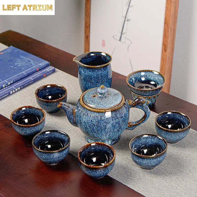 New Creative Kiln Transformation Building Cup Gulong Brushed Tea Set Kung Fu Ceramic Teapot Teacup