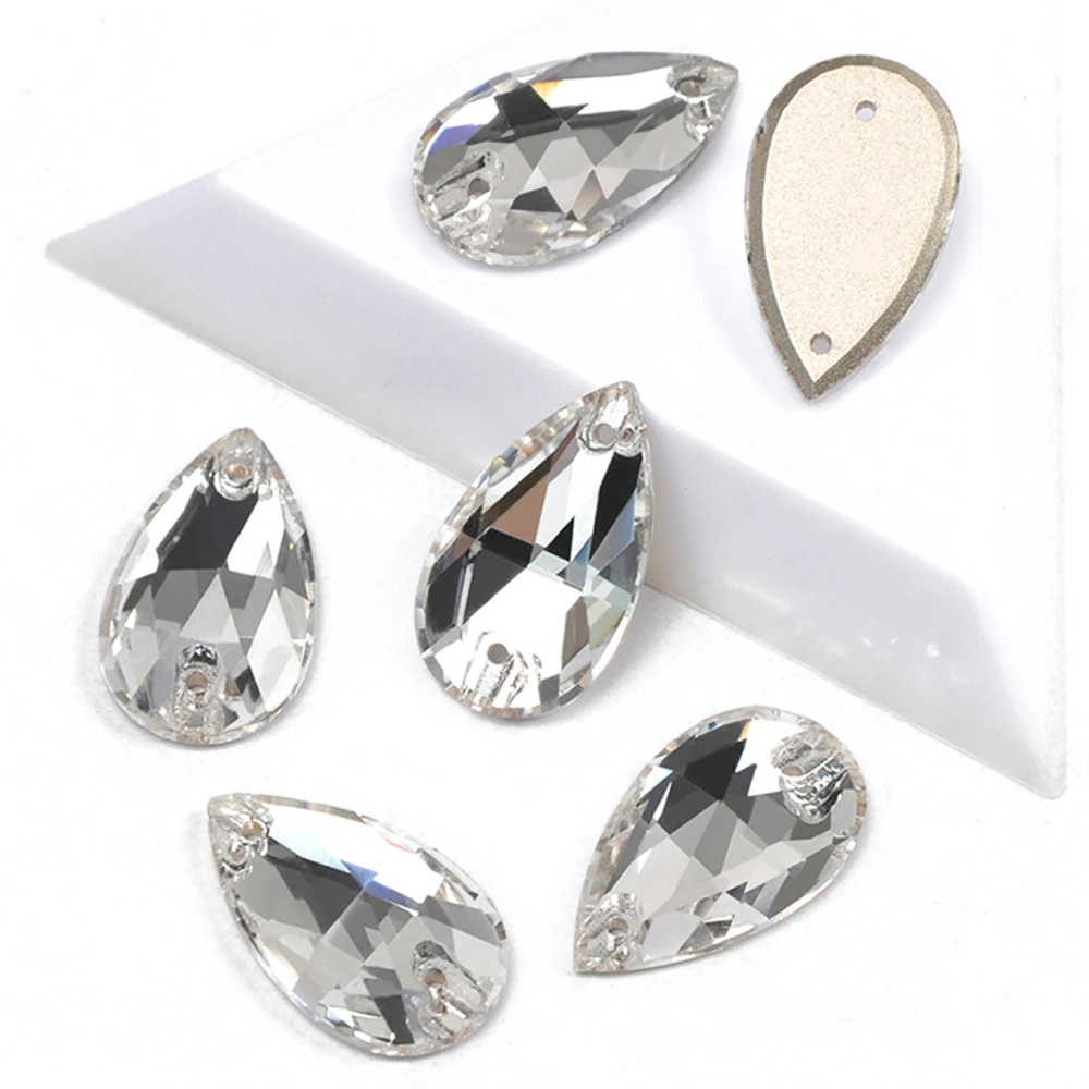 YANRUO All Sizes Mix Clear Crystals Glass Rhinestones Round Drop Stones Gems Sewn Clothing Decoration