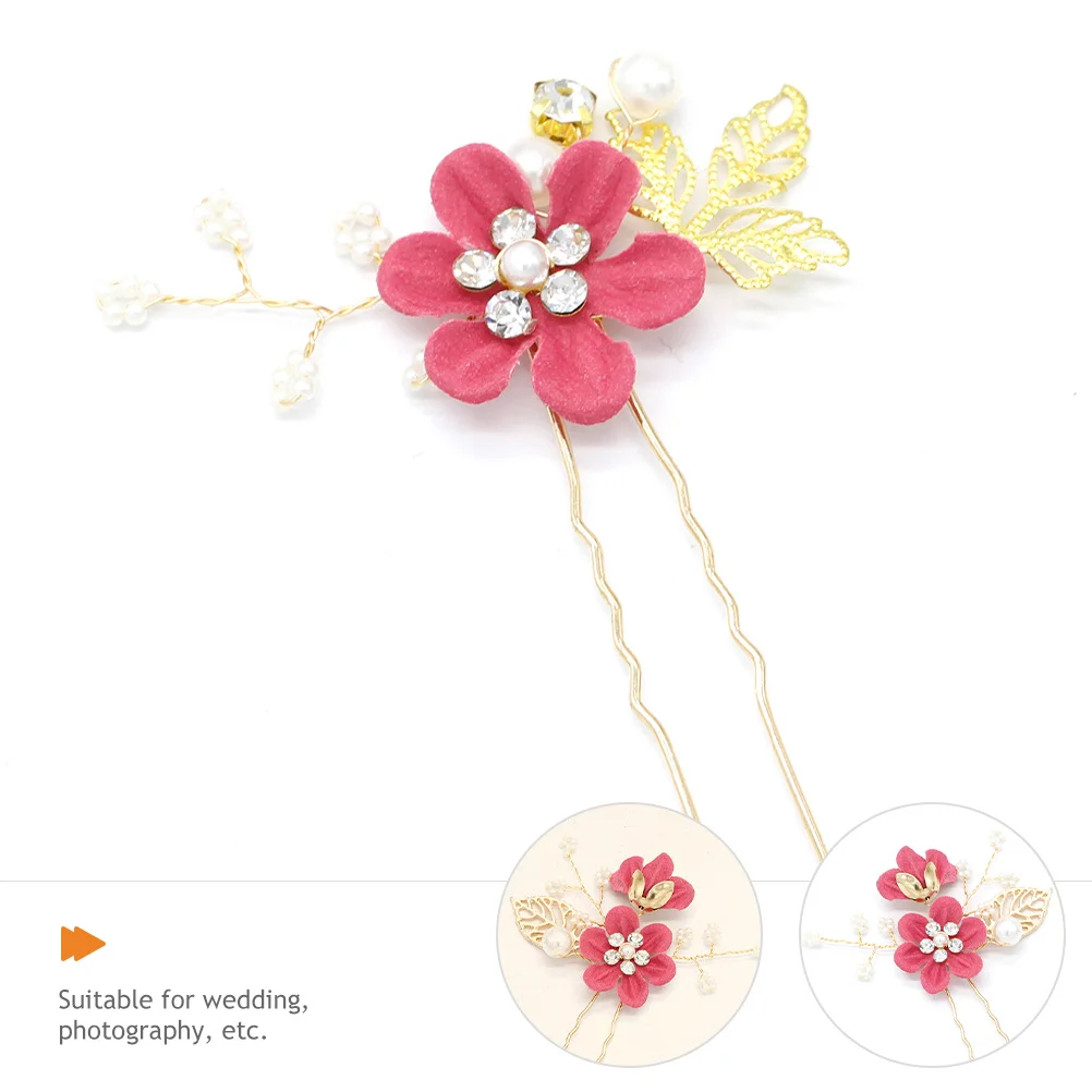 

2Pcs Wedding Hair Accessories for Brides Elegant Cloth Flower Hairpins Bridal Hair Jewelry for Wedding Bride Hairpiece