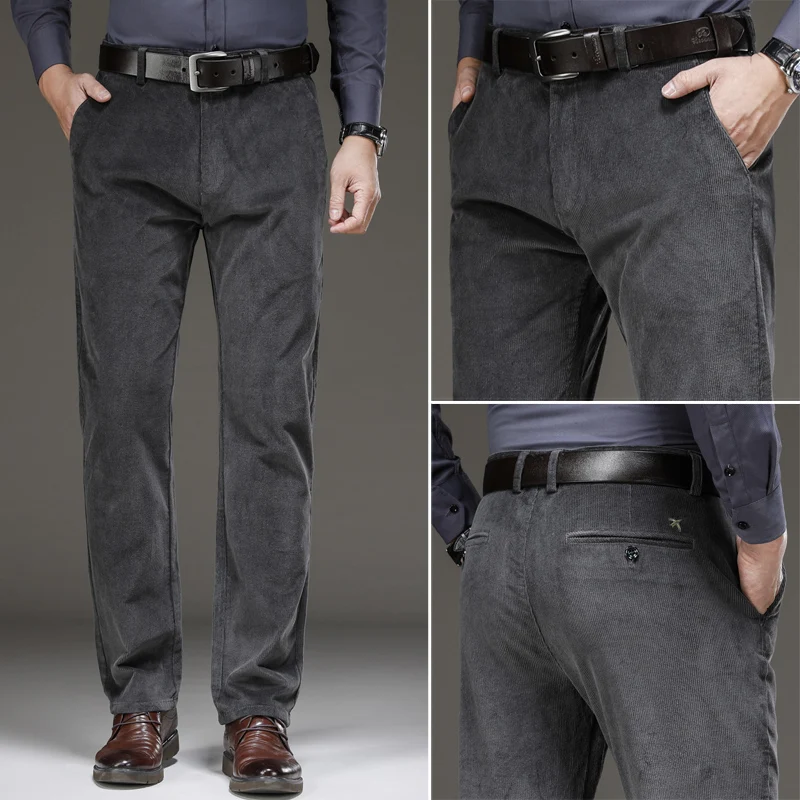 Corduroy Pants Men Autumn Winter Business Casual Trousers Brand Clothing Man Office Classic Long Straight Pant Cotton Male