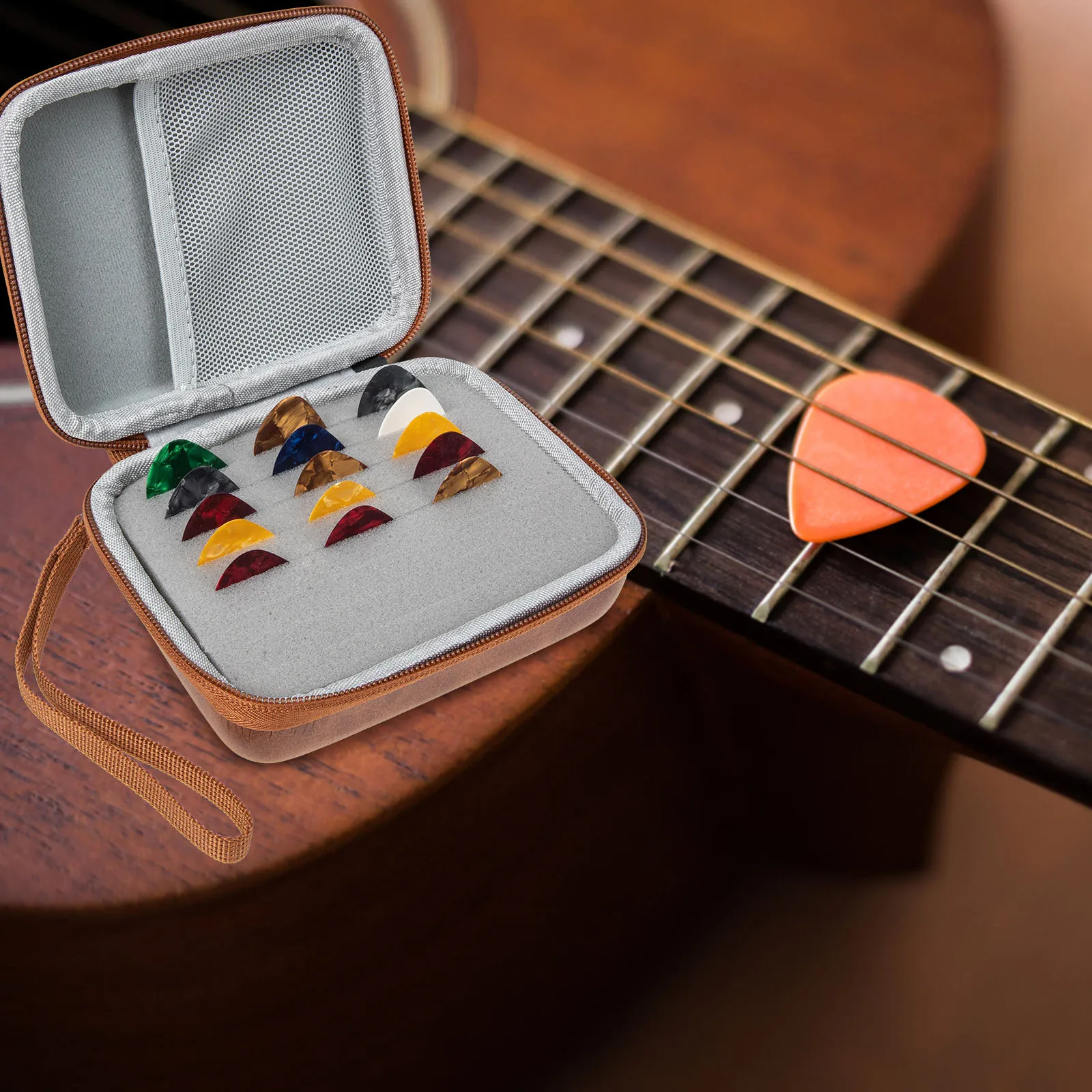 

Pick Storage Box Portable Holder Holders Folk Guitar Eva Picks for Acoustic Plectrum Thick