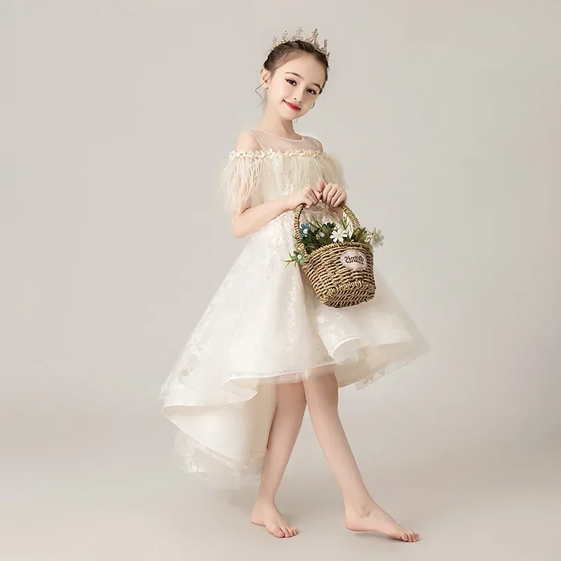 Flower Girl Princess Dress Fluffy garze Host per bambini Walk Show abito da sera bambina abito da sposa Flower Girl Performanc