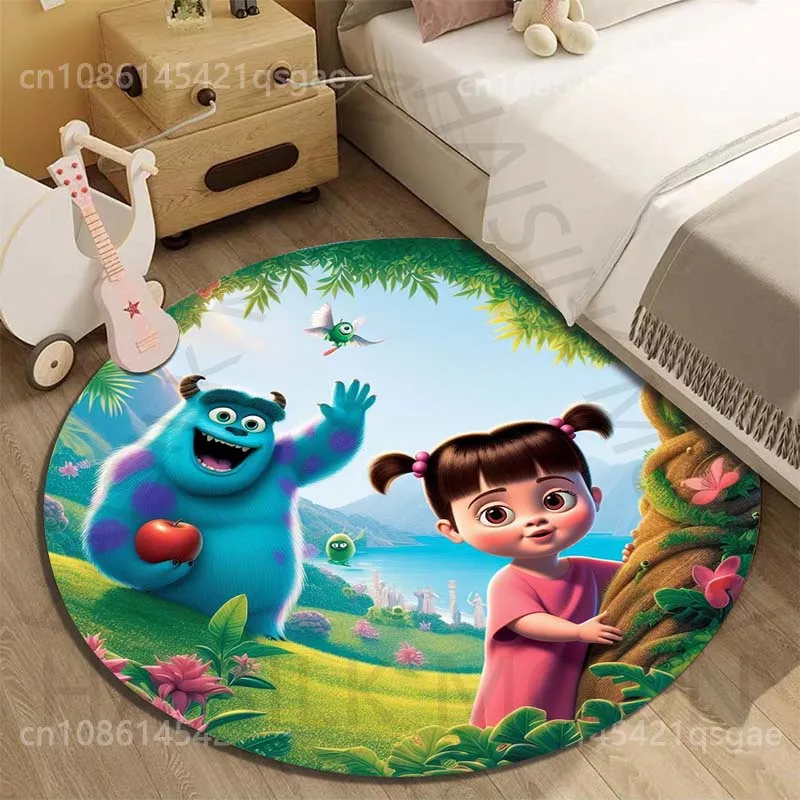 Disney Boo Monsters, Inc. Printed Round Carpet Living Room Sofa Table Carpet Large Pet Mat Soft Round Rug Home Decor for Gifts