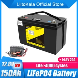 LiitoKala 12.8V 150Ah Lifepo4 Battery Pack Lithium Iron Phosphate Deep Cycle Batteries for boat motor inverter EU US Tax Free