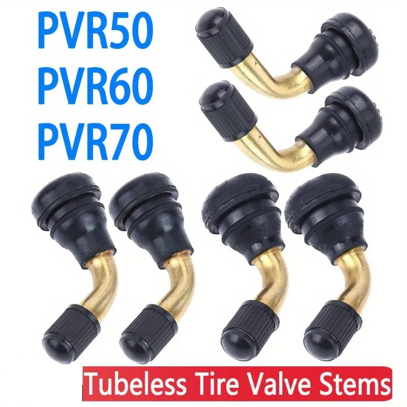 4pcs Rubber Brass Motorcycle Tubeless Tyre Valve Stems PVR70 60 50 Valve Stems Tubeless Tyre For Electric Scooter Bike