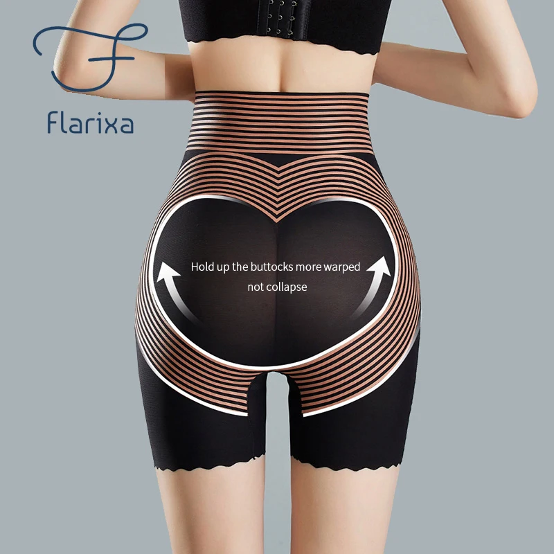Flarixa High Waist Slimming Belly Shorts Under the Skirt Women Boxer Tummy Control Panties Seamless Underwear Mesh Body Shaper