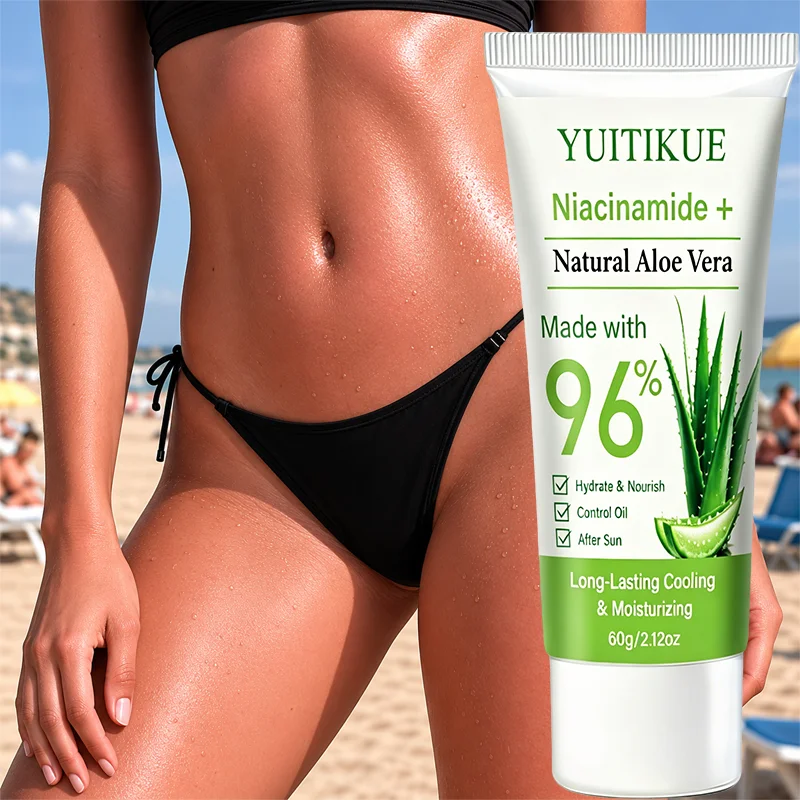 60g 96% Natürliches Aloe Vera Niacinamid Beruhigendes Gel Öl-Ausgleichendes After-Sun Beruhigendes Hydratisierendes Nährendes Gesichts- und Körperpflege-Lotion