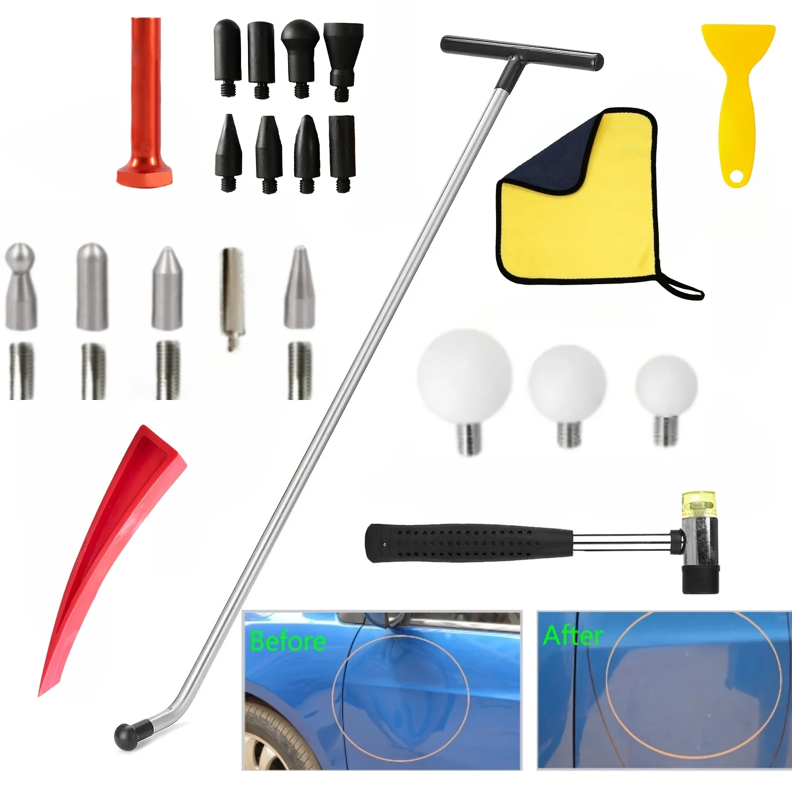 

Auto Body Dent Removal Tools Kit T-Bar Hook and Pick Set for Car Dent Repair for Vehicle Dent Fixing and Surface Repair