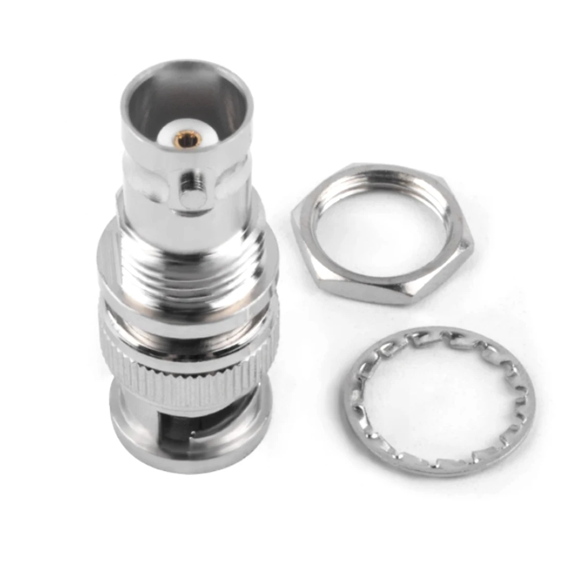 1pc BNC Male to Female with Nut BNC Female to Jack RF Coax Adapter Convertor 90-Degree Connector RA Nickelplated New Wholesale