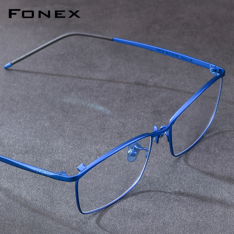 FONEX Pure Titanium Eyeglasses Frame Men New Brand Design Square Glasses Ultralight-Weight High Quality Japanese Eyewear 85726