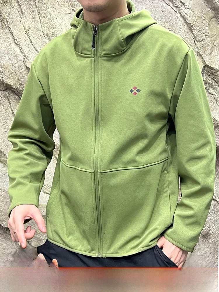 

Мужская вязаная куртка с капюшоном для улицы, термоэластичная воздушная квадратная бархатная повседневная куртка-стойка с длинной молнией Sve...