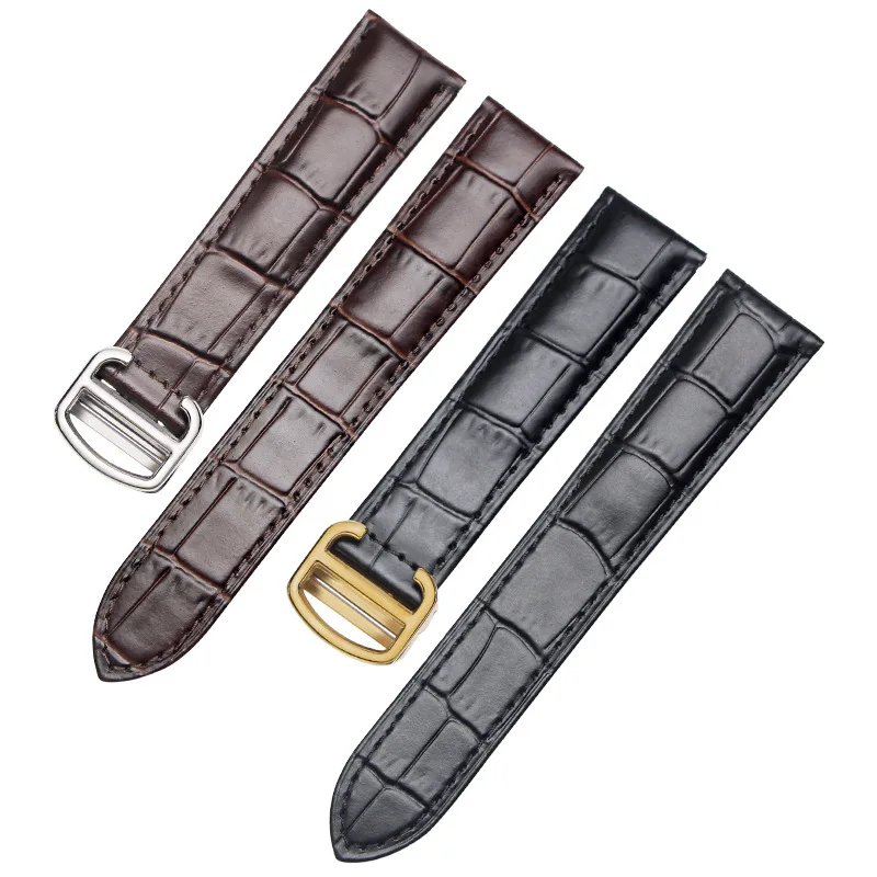 Strap Crocodile Pattern Fits Cartier Tank Solo London Santos genuine Leather Breathable High Quality Bracelet 16/18/19/20/22MM