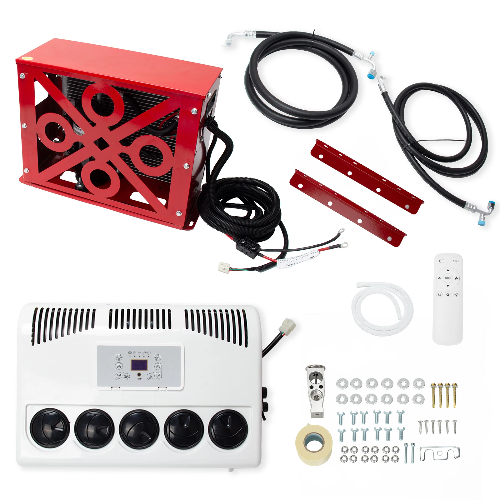 11000 BTU 12V Split Truck Cab Air Conditioner Kit DC Air Conditioning Cooling System For Semi Truck Bus RV Van Heavy Duty Vehicle