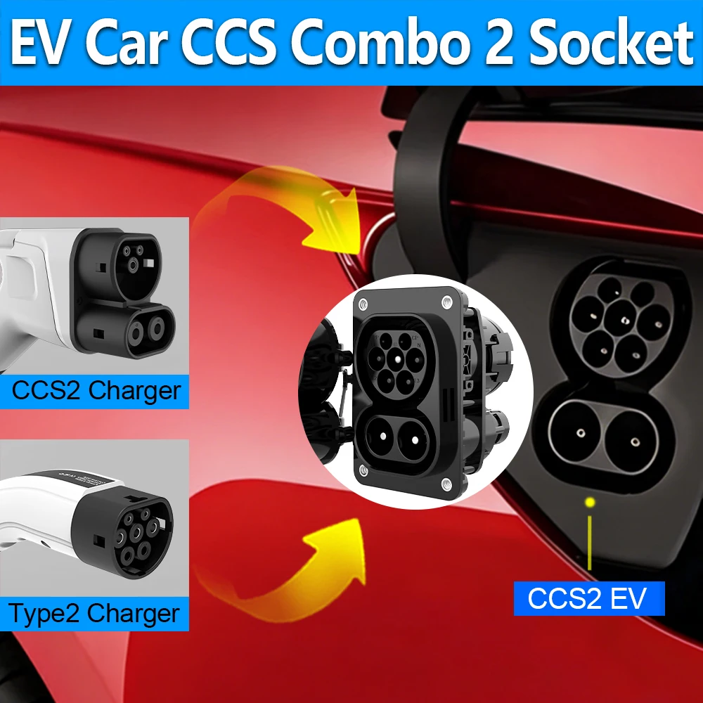 Electric Vehicle CCS Combo 2 Socket Max 1000V DC Fast Charging 80A 120A 150A 200A For Electric Car Type 2 CCS2 EV Charger Socket