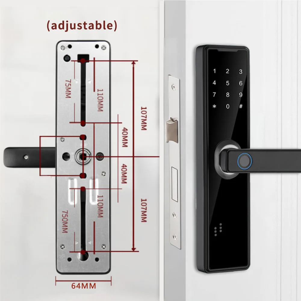 PHIPULO Tuya App Smart Door Lock Biometric Fingerprint Remote Unlocking Keyless Card Password Lock Electronic Door Lock