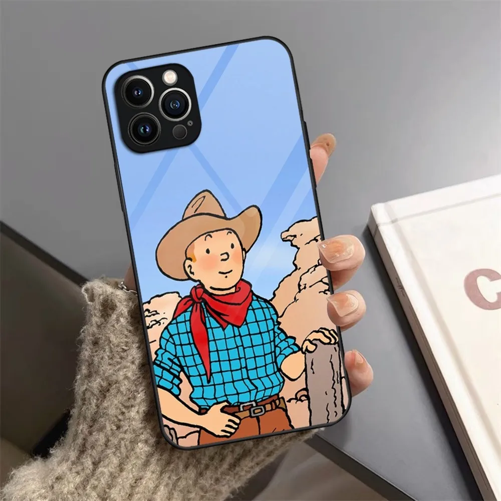 The Adventures of Tintin Phone Case For iPhone 13 15 14 12 11 Pro XS Max Plus Mini X XR 8 7 6s SE2020 Tempered Glass Coque