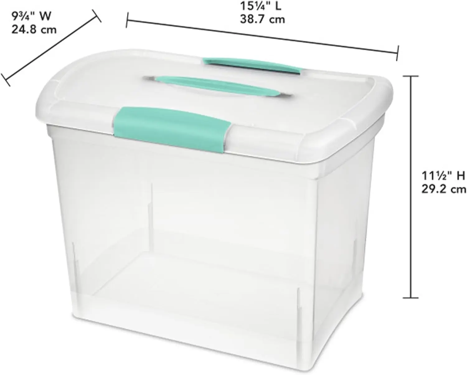 Large Stackable Storage Bins with Latching Lid and Handle, Clear Plastic Organizer for Office Files, 6-Pack