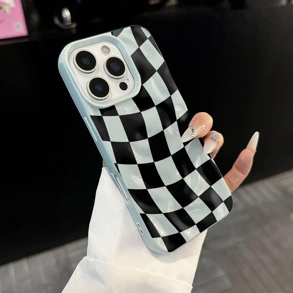 Kreatives Karodesign Koreanische Handyhülle für iPhone 17 16 15 14 13 12 11 Pro Max 14 Plus 17Air Falten-Wellen Weiche Silikonhülle – Detail 2