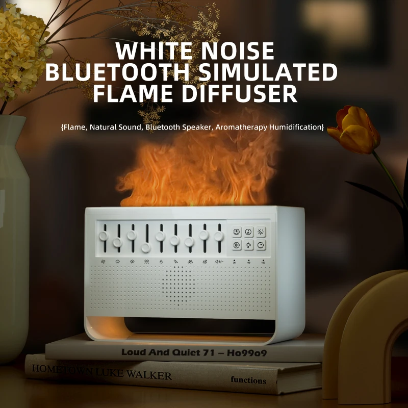 

Portable Sleep Aid Bluetooth Speaker White Noise Music Box Soundbar Simulated Flame Humidifier Fragrance Diffuser Sleep Timer