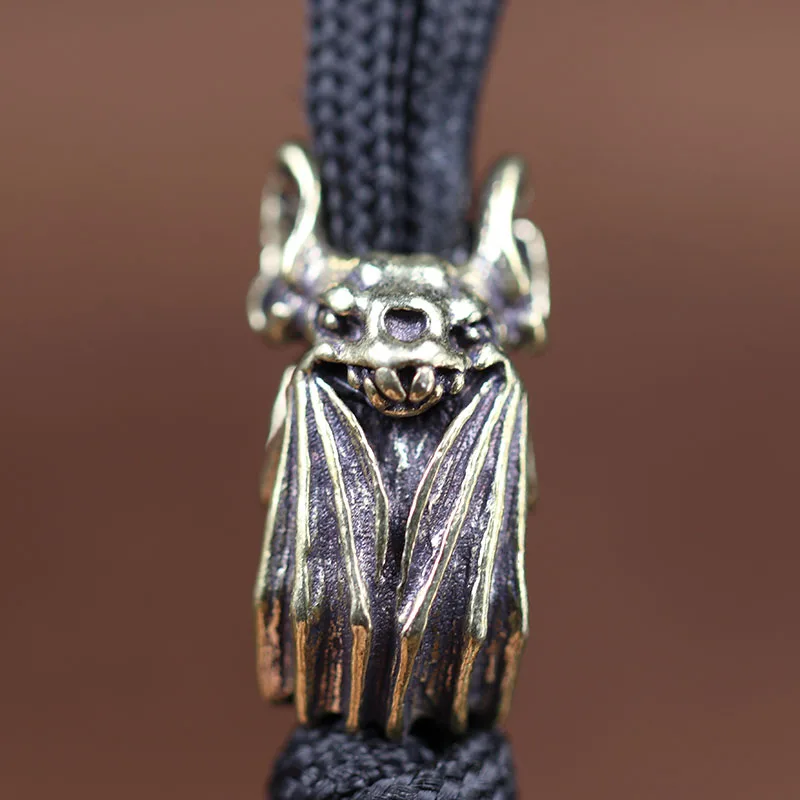 Retro Brass Animal Bat Figures Knife Beads Outdoor EDC Umbrella Rope Pendant DIY Paracord Bracelets Accessories Lanyard Hangings