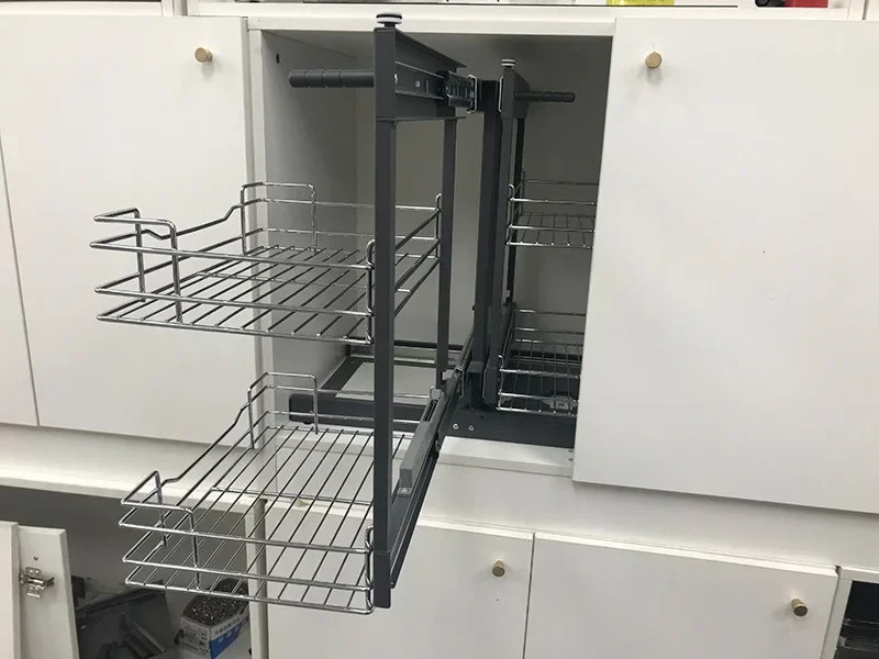 سلة سحب زاوية الخزانة، جميعها يسحب للخارج، سلة توابل من الزجاج المقسى للمطبخ الصغير، رف تخزين بأدراج سلة الأطباق