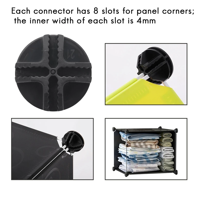 Wire Square Plastic Connectors For Modular Organizer Closet And Wire Grid Square Storage Shelving Unit, Set Of 16(Black)