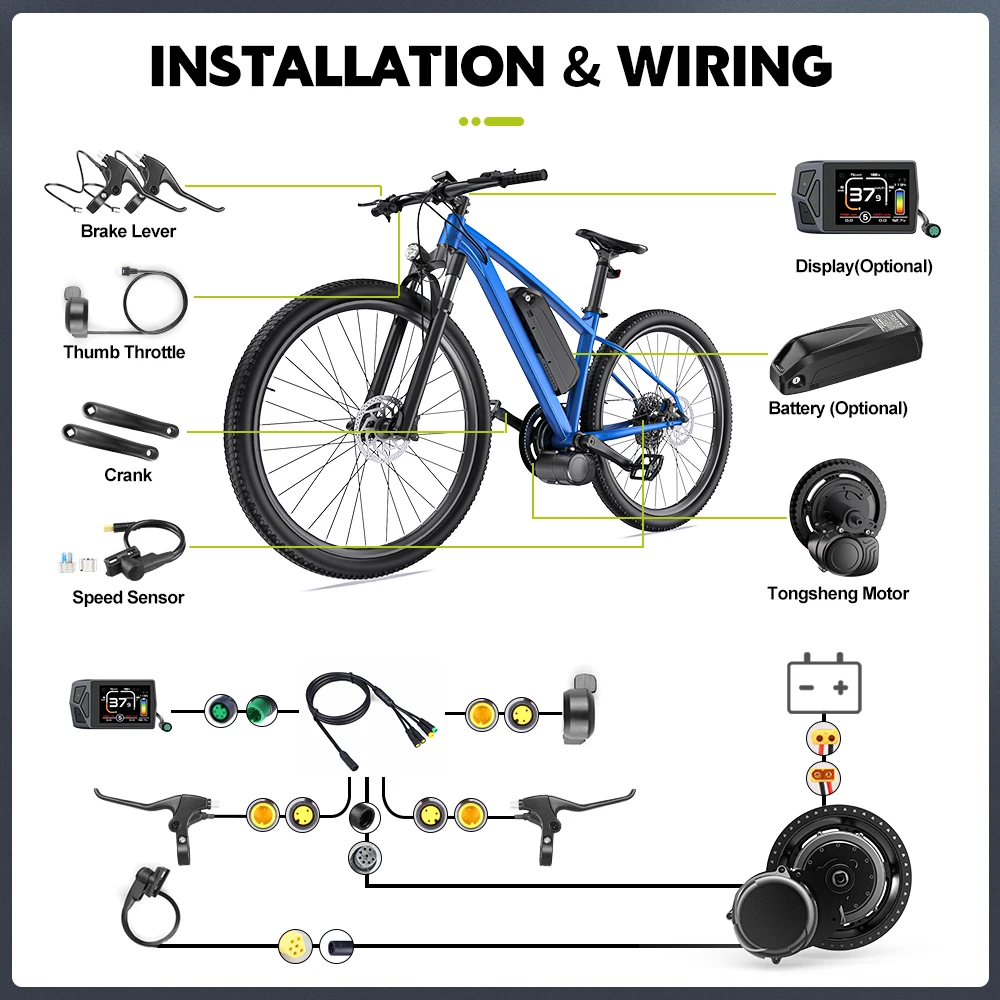 Tongsheng TSDZ8 750W TSDZ2B 500W 250W Motor Kit Mid Drive Torque Sensor Bicycle Engine Electric Bike Conversion Kit BB 68-73mm