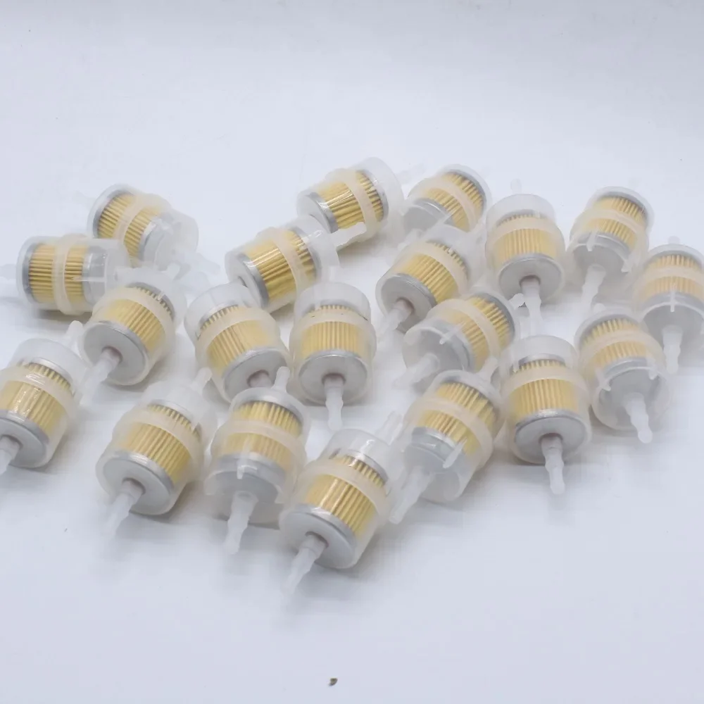 TAKPART-Filtre à carburant universel en ligne doré, grande pièce de voiture adaptée aux tuyaux de 6mm 8mm, 20 pièces