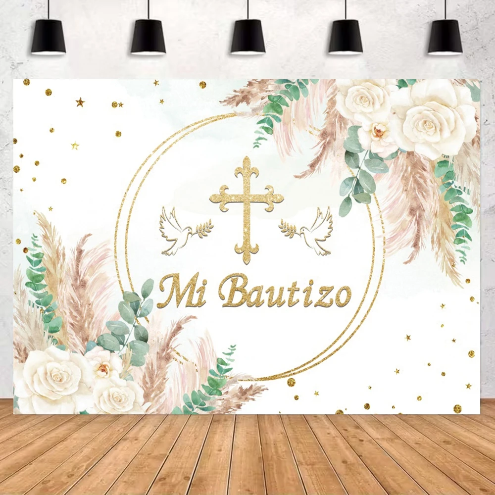 First Communion Mi Baptism Backgrounds for Photography  Baby Shower Bautizo Cross Bible Poster Decor Backdrop Photo Studio Props