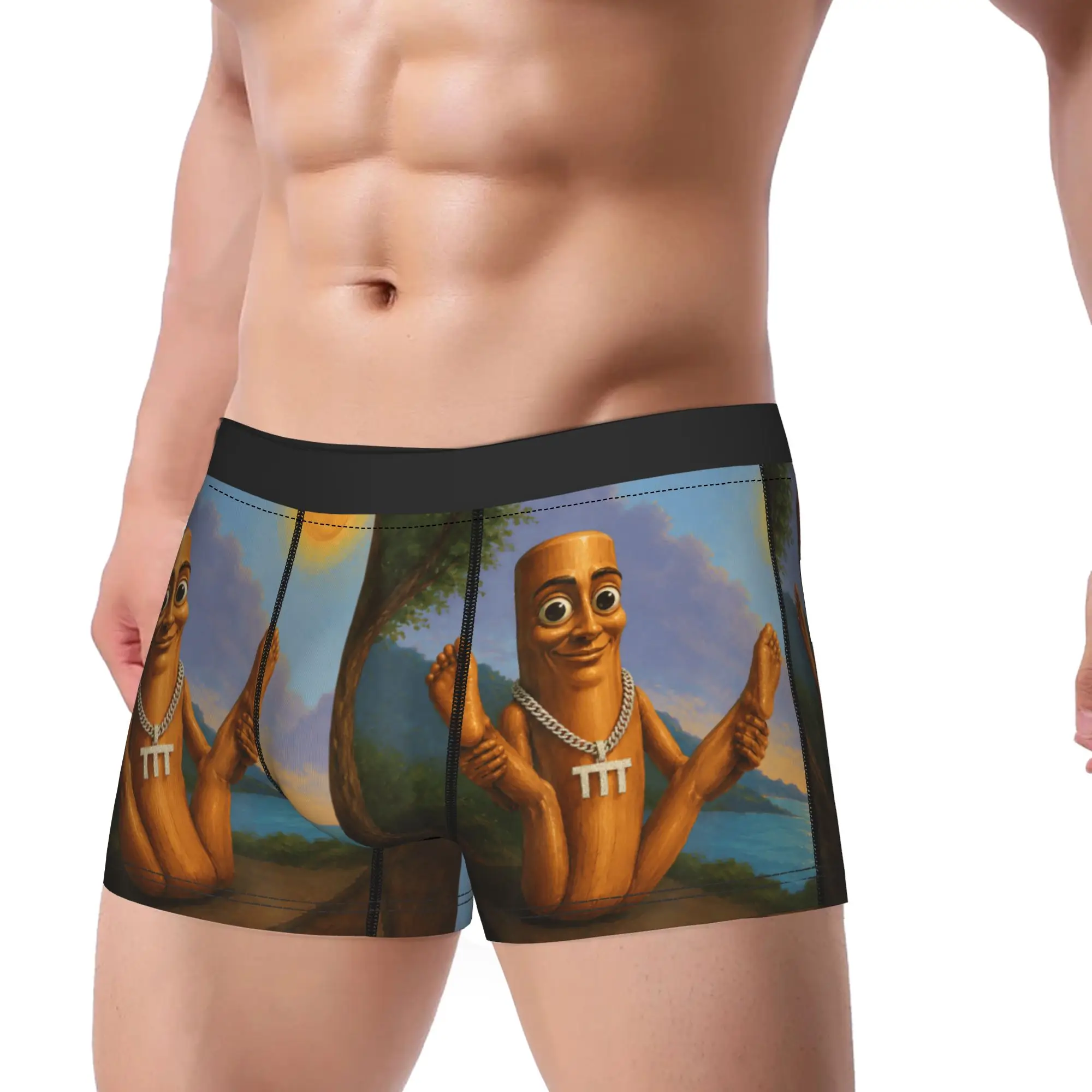 Tung Sahur Doing Hilarious Yoga Pose Funny Brainrot Art Meme Underwear Men Shorts Briefs Boxershorts Design Plus Size Panties