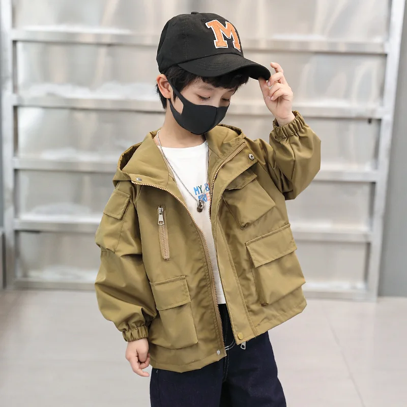

Мужская однотонная рабочая куртка с капюшоном для мальчиков, весна-осень, тонкая, для скалолазания, молодежная, приталенная, модная