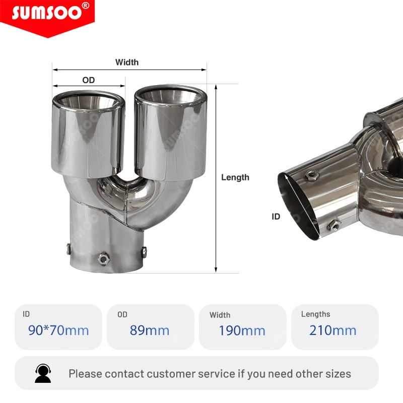 Genuine Sumsoo 90*70 Inlet Universal Rear Exhaust Tip For BMW G28 Tail Pipe Muffler Glossy Stainless Steel Car Accessories