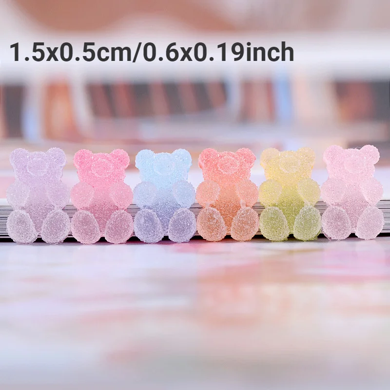 

10pcs Soft Candy Bear Flatback Resin Cabochon Charms for Headwear Accessories Sweet Gummy Animal DIY Scrapbooking Decoration