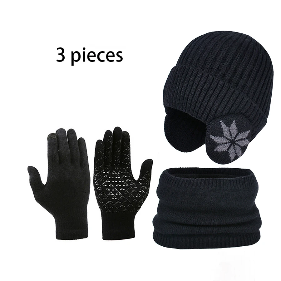 Children's caps for 3 to 12 years old, knitted wool ear protectors for boys in winter, thick warm neck covers for medium and old