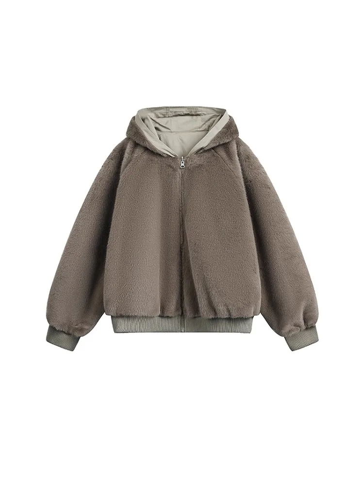 Cappotto invernale da uomo in cotone con cappuccio foderato in pelliccia di tela pesante marrone scuro Jaet con colletto alla moda per giovani...