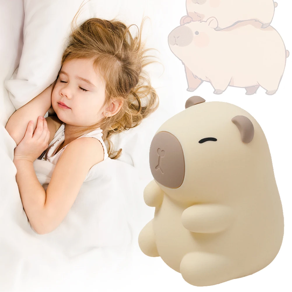

Capybara Night Light Cute Touch Lamp USB Rechargeable Cute Sleeping Light Colorful Light Atmosphere Light for Home Bedroom Decor