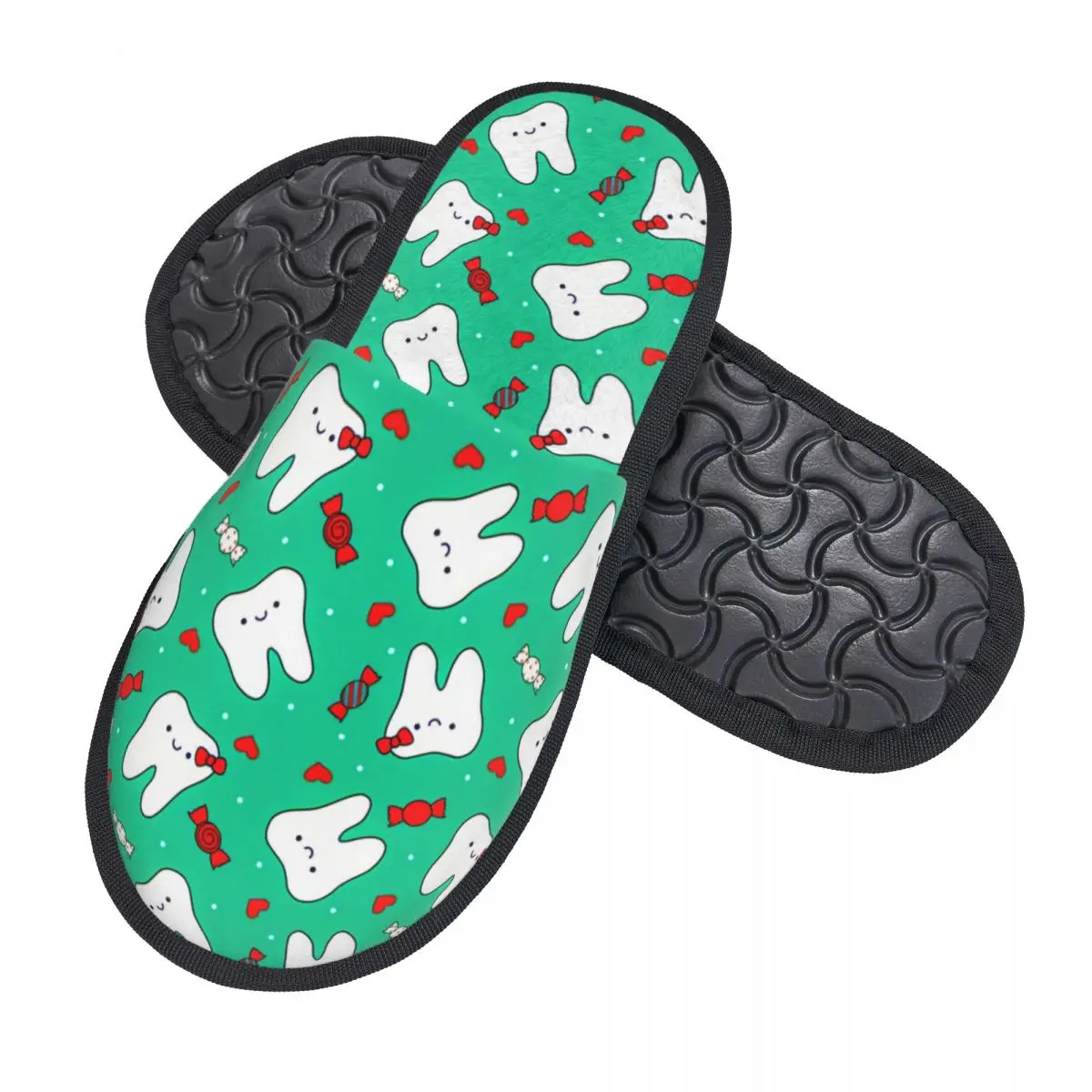 Immagine 3: Pantofole da casa Happy Teeth e Candy da donna Morbida memory foam Dentista Slip On Spa Slipper Shoes