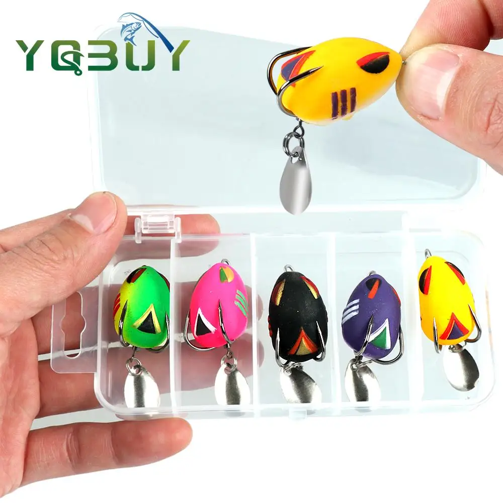 

5pcs Set 3cm/3.2g Soft Frog Fishing Lure Mini Soft Lure Double Upgrated Hook Top Water