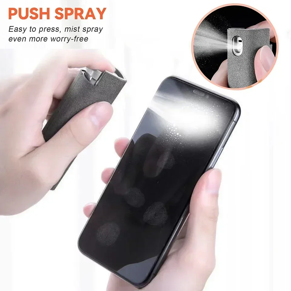 Multifunction 2 In 1 Phone Screen Spray Cleaner For Phones Tablet Laptop Computer Screen Dust Removal Microfiber Cloth Set