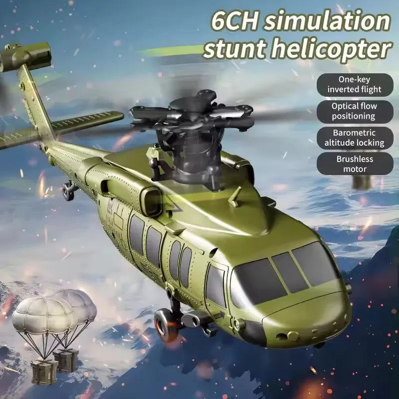 2.4G 6CH Borstelloze RC Helikopter Borstelloze Drone Optische Stroom Positionering Een Klik Omgekeerde Helikopter Vliegtuig Model Speelgoed Geschenken