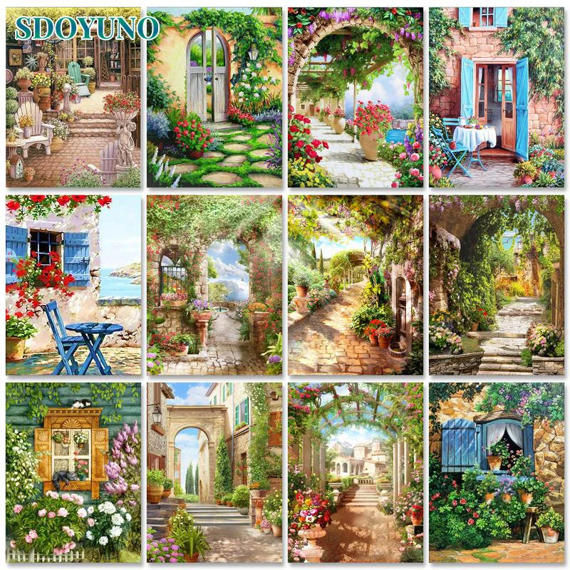 

SDOYUNO Painting By Number Landscape DIY Oil Picture On Canvas HandPainted Craft Kit With Frame For Adult Drawing Wall Art