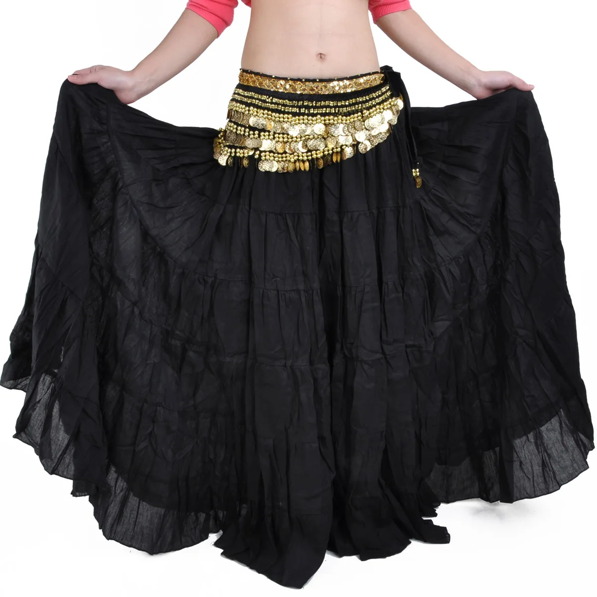 Bohemian Skirt Tribal Dance Skirt Belly Dance Swing Skirt Costume Ethnic Style (No Belt) Stage Performance Dance Accessories