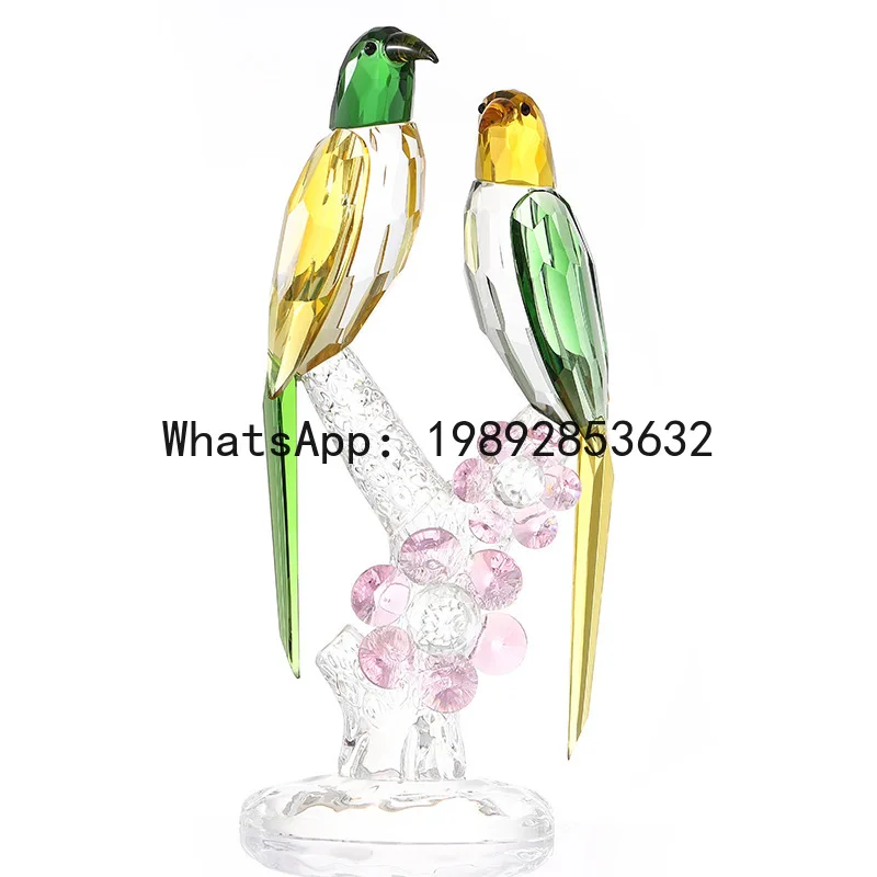 

A2 Crystal Bird Stained Glass Handicraft Crystal Psittacula Artificial Animal Sculpture Decorative Figurines Home Decoration