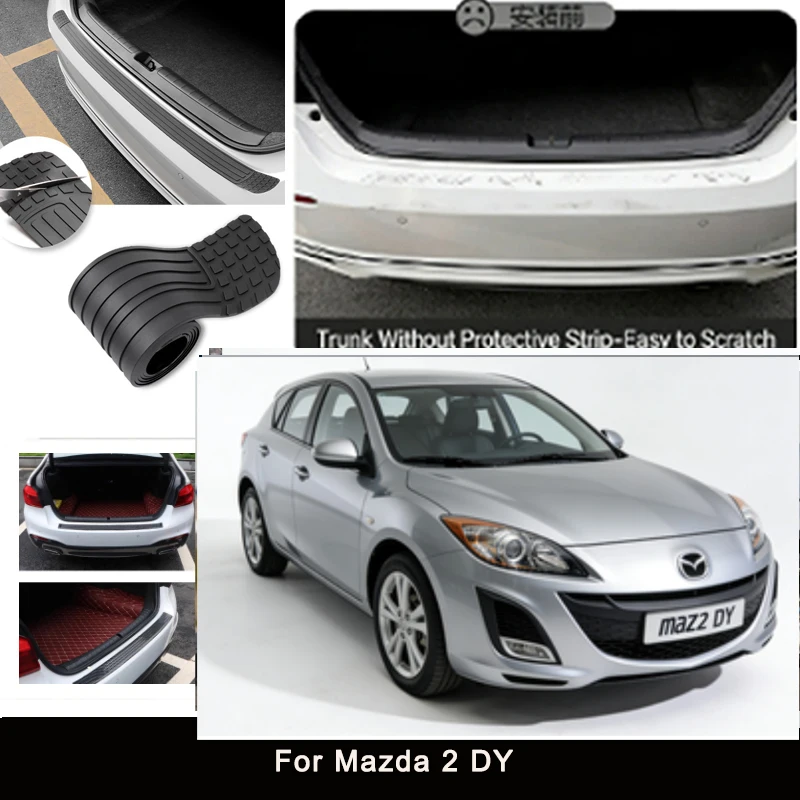 

For Mazda 2 DY Rear Trunk Guard Plate Sticker Car Rear Bumper Trim Anti-Kicked Scratch Protector Sticker Strip