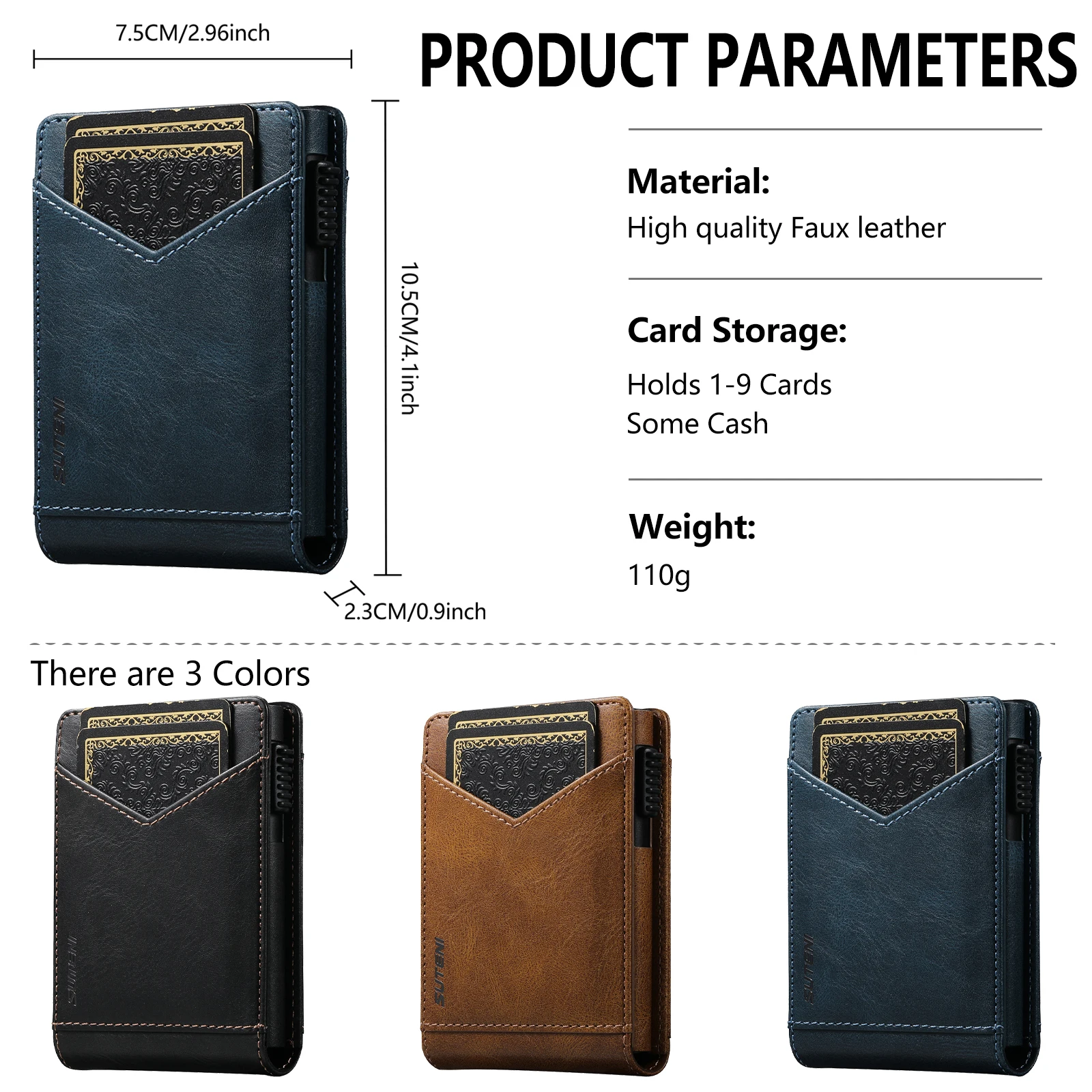 SUTENI Kartenetui mit Kartenfach, Flip-Cover aus Kunstleder, Kartenbox mit Knopfdruckfunktion, der die Karte automatisch herausbringt – Detail 28