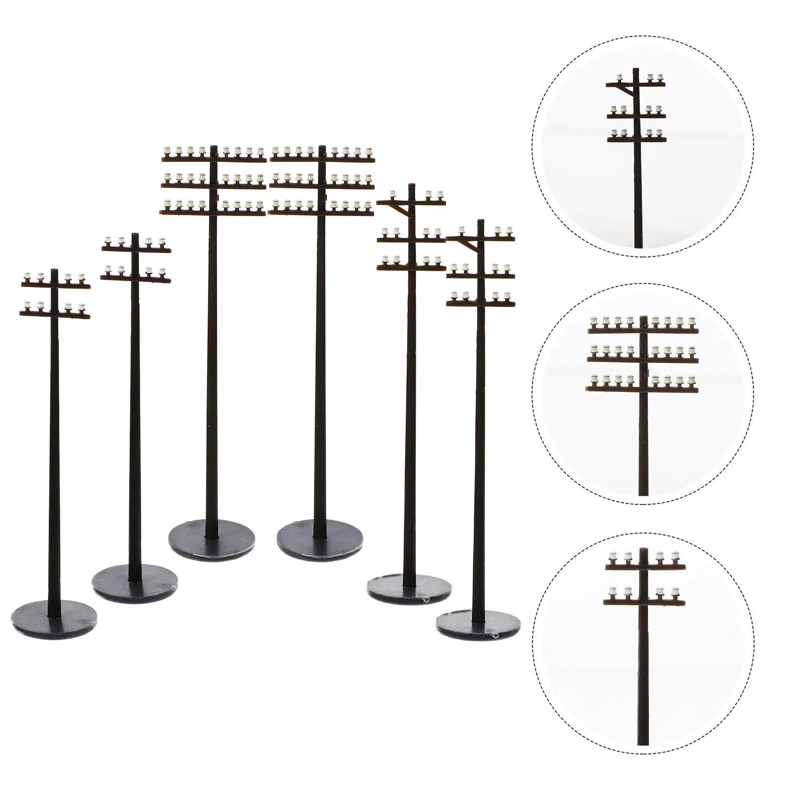 

6Pcs Mini Plastic Telegraph Poles Fine Workmanship Small Scale Railway Sand Table Decor Micro Landscape Telecommunication Poles