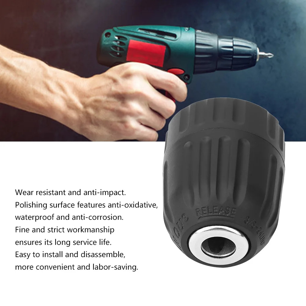 3/8in-24UNF Self-Tightening Electric Drill Chuck Adapter 0.8-10mm for Lathe Milling Machine Tool
