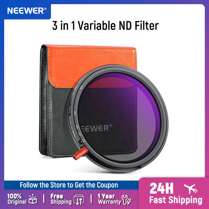 

NEEWER 58mm 3 in 1 Variable ND Filter + CPL + Black Diffusion 1/4 Multicoated HD Optical Glass Effect Filter
